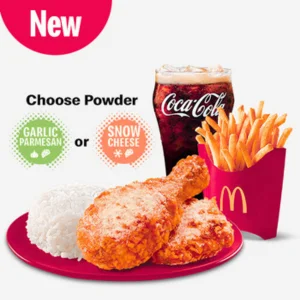 McDo Menu Philippines 2025 – Updated McDonald’s Prices & Meals 51 2-pc. Honey Butter Chicken McDo with Garlic Parmesan Snow Cheese Powder Medium Meal