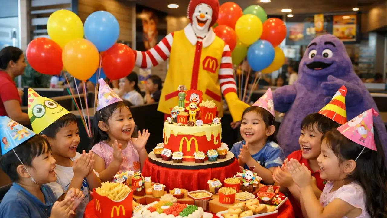 McDo Party Package Philippines 2025 | Price List & Inclusions 2 Themed McDo kids party in the Philippines with colorful decorations, balloons, cake table, and party hats
